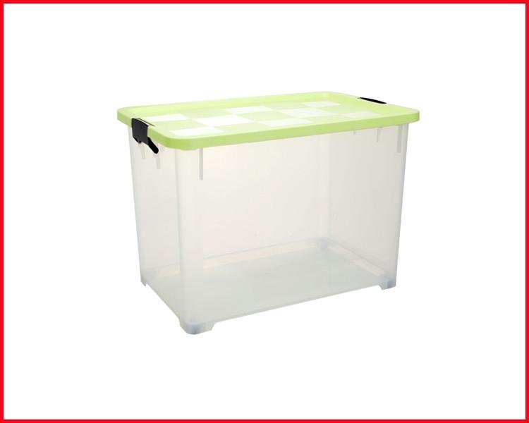 Transparent 70L Household Essentials Nested Storage Boxes Bins with Li 3