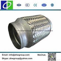 Vehicle stainless free flow muffler bellows exhaust connectors