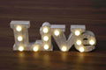 Customized decoration wooden alphabet letter love type led lights 4