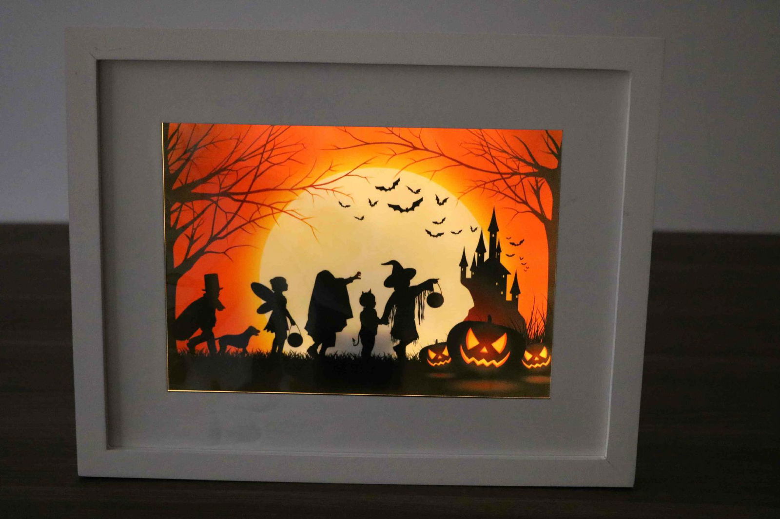 innovative light up halloween ornaments battery operated wooden light box 4