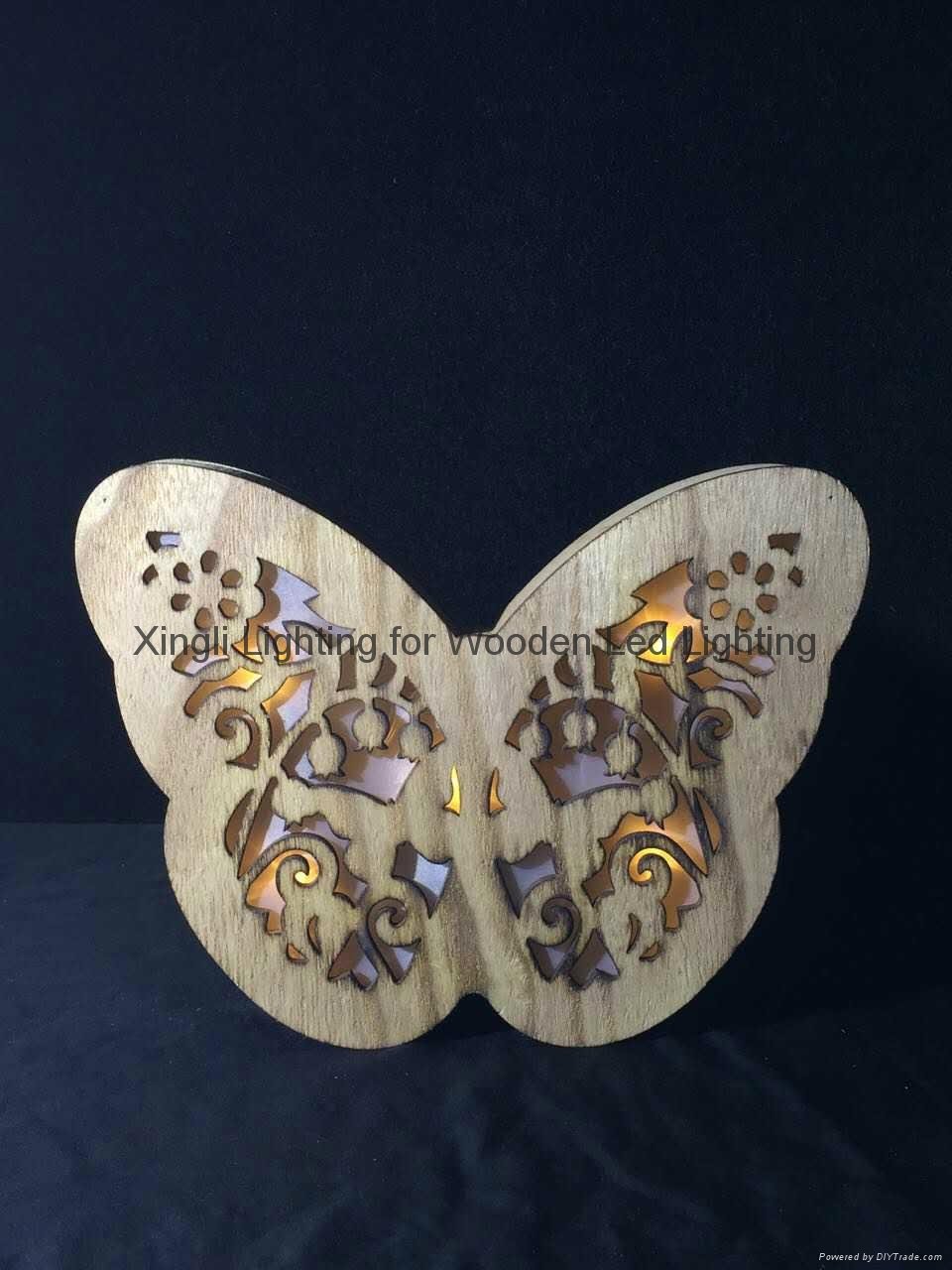 Butterfly wooden led night lamp baby bedroom battery control wooden night light