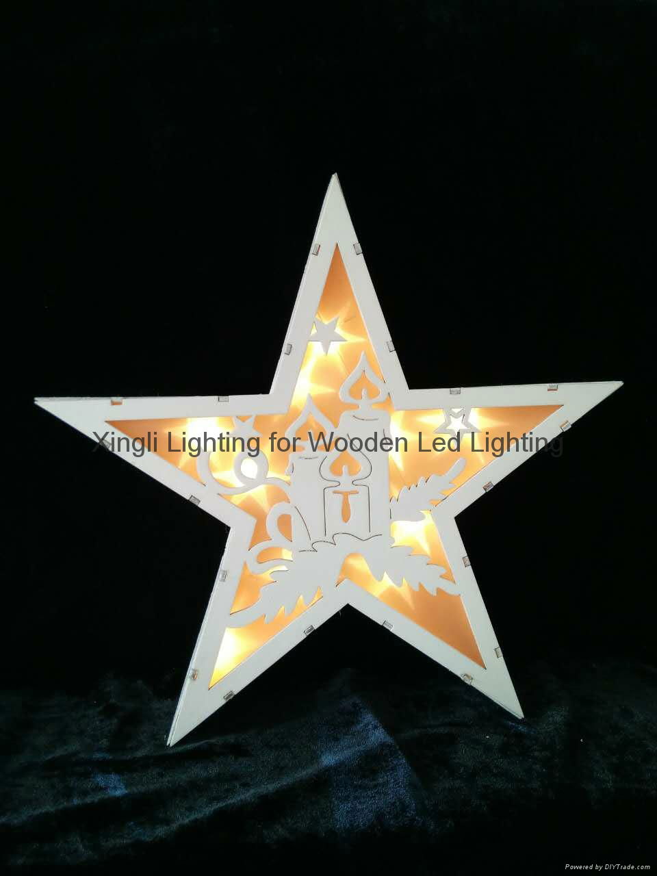 SH series home festival decoration wooden star light wooden crafts