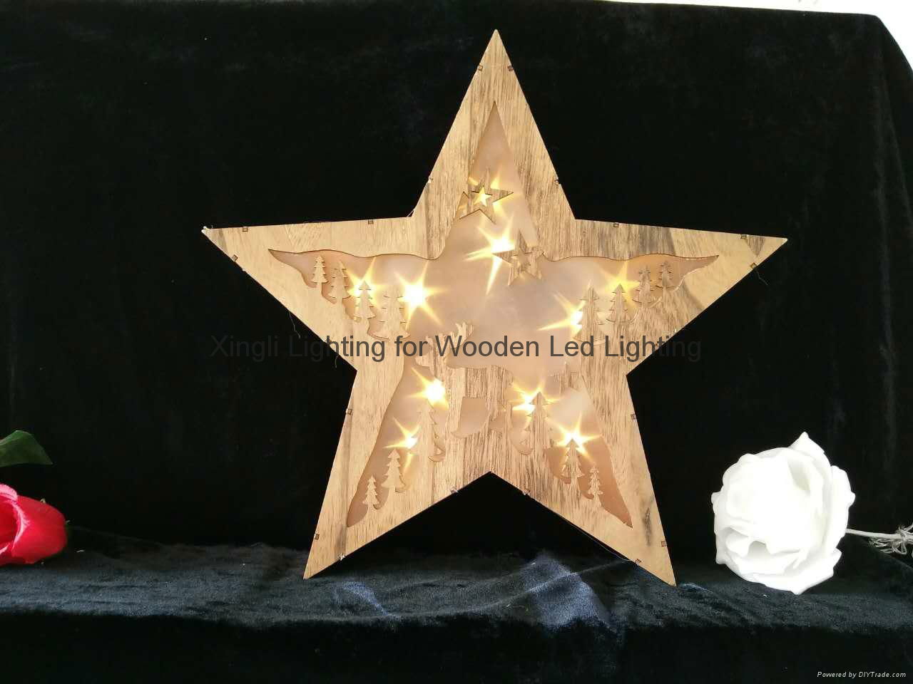 SH series home festival decoration wooden star light wooden crafts 2