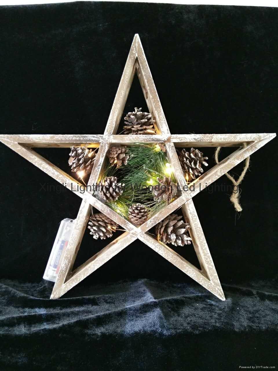 SH series home festival decoration wooden star light wooden crafts 5