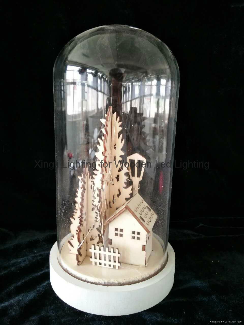 XL lighting factory MDF base glass dome light gifts glass dome lighting crafts