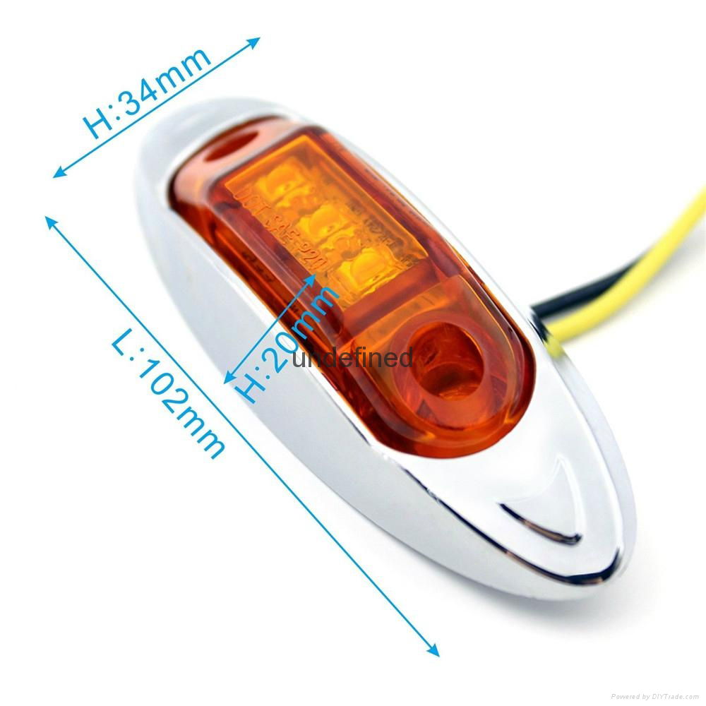 Waterproof 3LED DC12V 24V Trailer Truck Caravan AMBER LED Side Marker Light Lamp 3