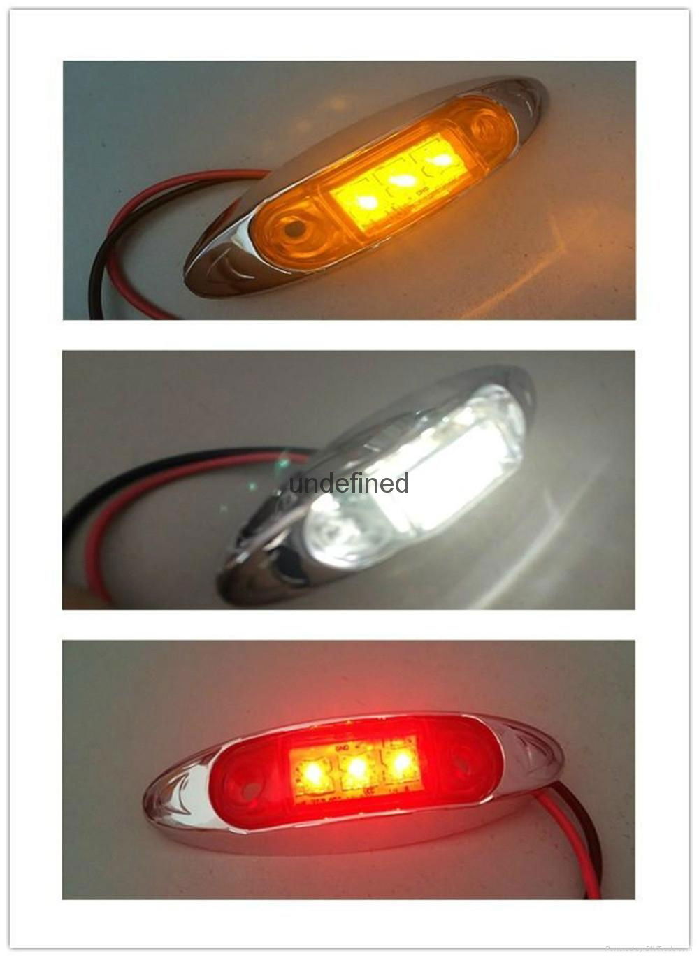 Waterproof 3LED DC12V 24V Trailer Truck Caravan AMBER LED Side Marker Light Lamp 4