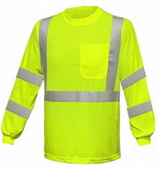 Hi-Vis Long Sleeve yellow Shirt with Tape