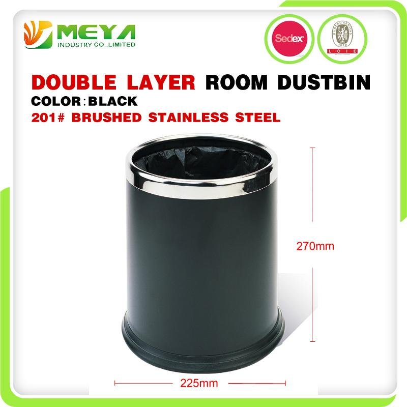 Small Indoor Hotel Room Commercial Dobel Layer Round Cylinder Waste Bins 3