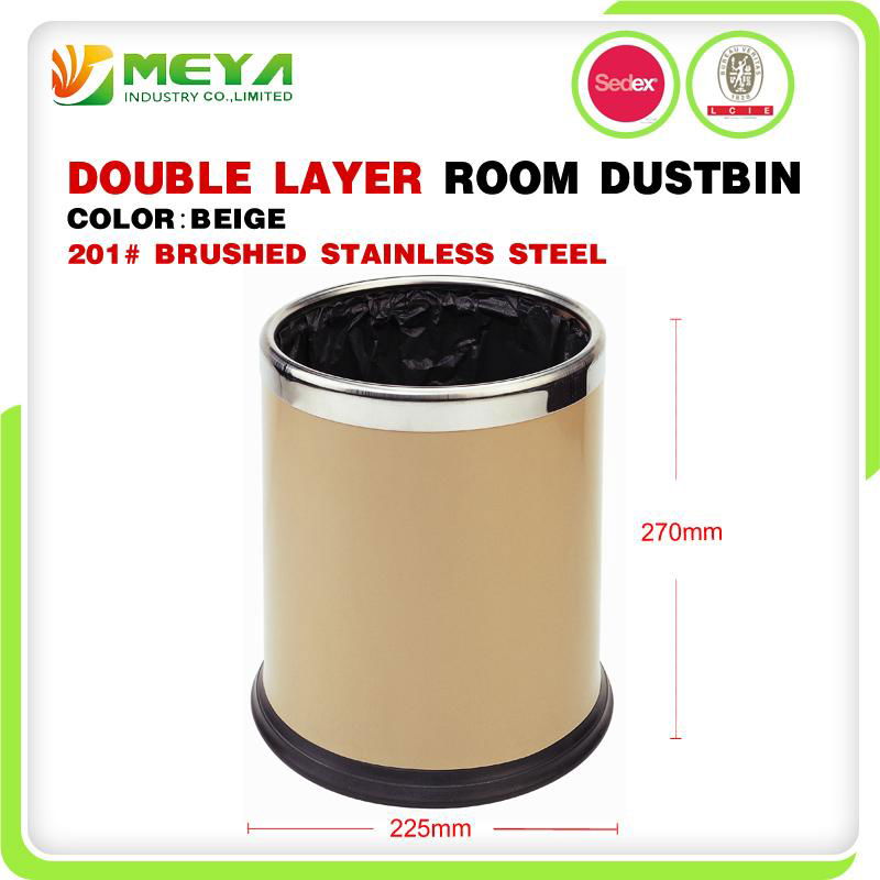 Small Indoor Hotel Room Commercial Dobel Layer Round Cylinder Waste Bins 4