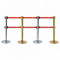 double head retractable belt crowd control barrier with cement bases