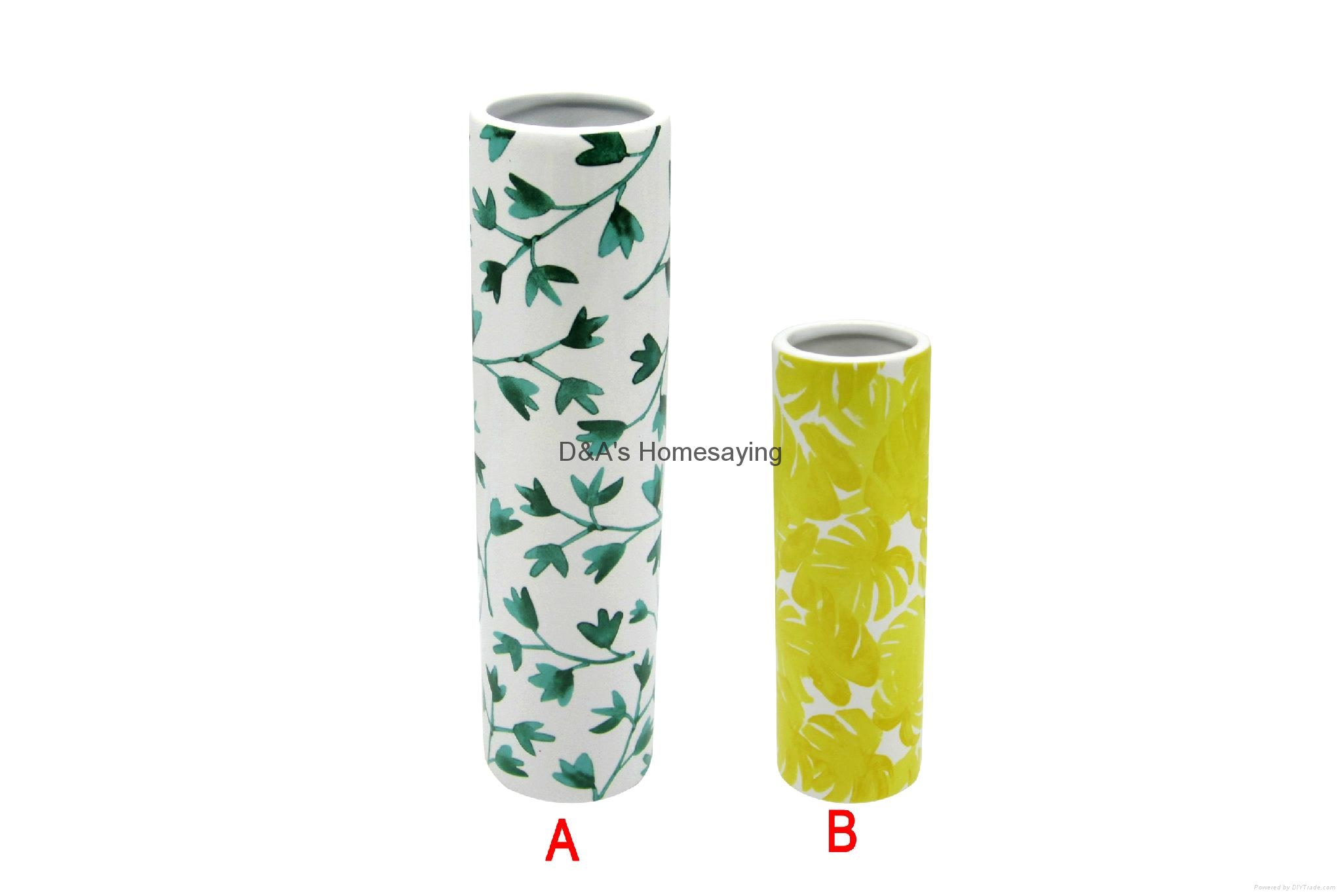 Decorative Leaf Paper Decal Ceramic Flower Vase HS0008 D&A‘s
