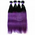 Purple Ombre Hair Brazilian Straight Ombre Color Hair 1B/Purple 1
