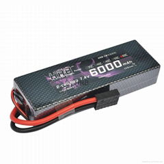 HRB 2Packs Lipo Battery 2S 7.4V 6000mah 60C HardCase & invite agents