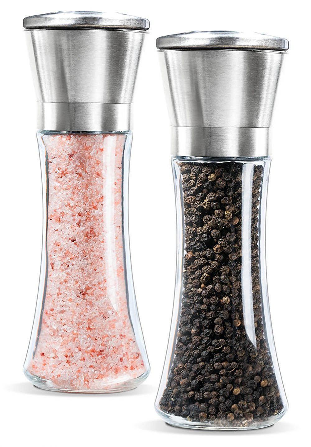 Stainless Steel and Glass Salt and Pepper Grinder Set HXSP01 (China