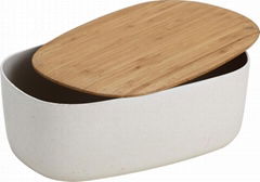 Smooth rectangle bamboo fiber bread box