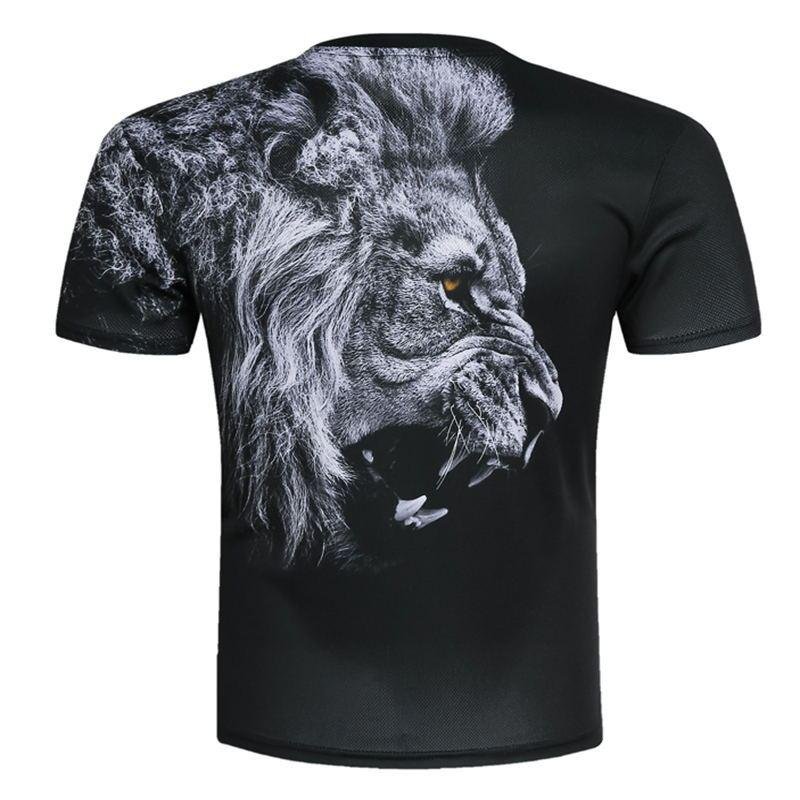 Mens 3d lion Print T shirt 100 polyester shirts 2