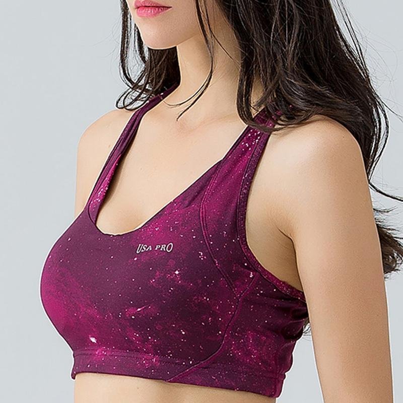 Customized full printing yoga cropped top bra 3