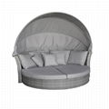 Outdoor garden round rattan Daybed furniture With Canopy