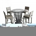 leisure PE rattan weave 4 bar stools and 1 round glass top hotel table set 1