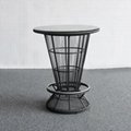 leisure PE rattan weave 4 bar stools and 1 round glass top hotel table set 2