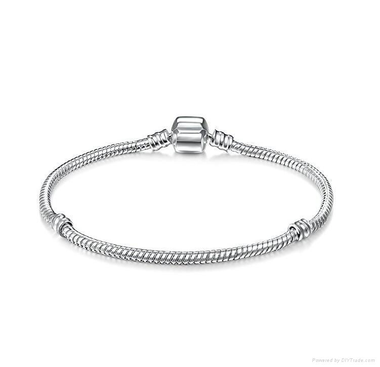 Sterling silver snake chain charm bracelet Clearance