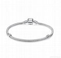 925 Sterling Silver Clasp Snake Chain Charm Bracelet 13-28 cm