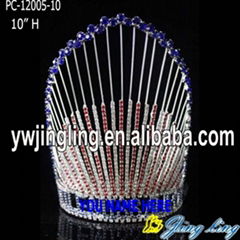 Patriotic Large Size Blue And Red Star Pageant Crowns