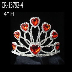 2015 New Fashion Rhinestones Red Heart Crowns