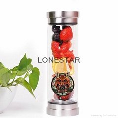 high quality 500ml high borosilicate glass double wall water tea bottle