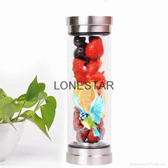 fashionable 500ml high borosilicate glass sports double wall water bottle