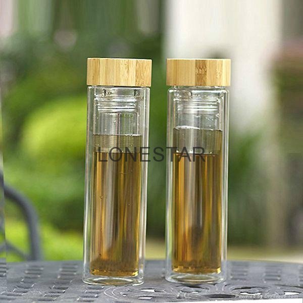 Top shelling items 500ml high borosilicate double wall glass bottle with infuser 4