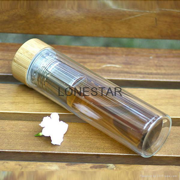 Top shelling items 500ml high borosilicate double wall glass bottle with infuser 5