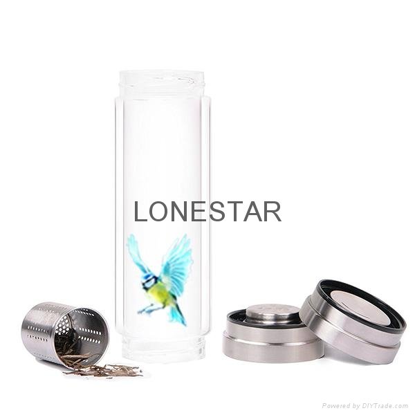most popular 0.5liter high borosilicate drinking galss bottle with infuser 4