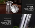 new style 500ml high borosilicate double wall glass bottle with bamboo lid 2