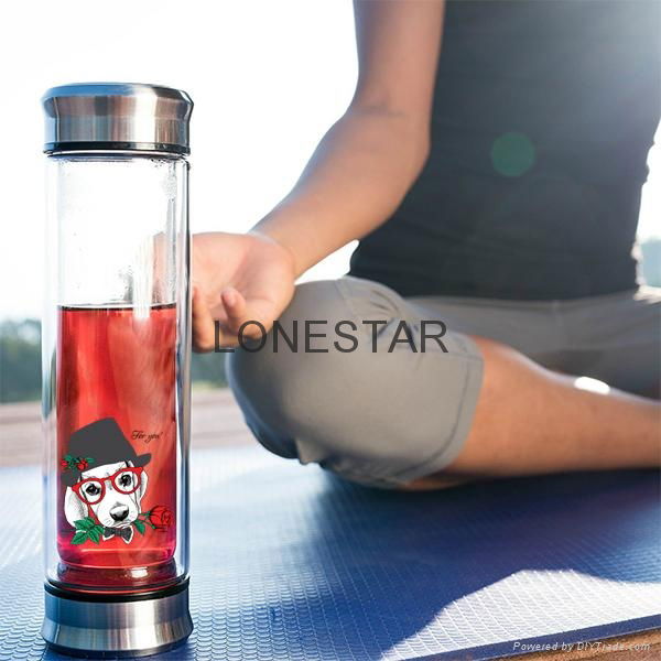 best selling 0.5liter high borosilicate double wall glass bottle with infuser 4