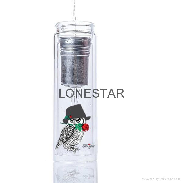 promotional gift 500ml high borosilicate glass water bottle with tea infuser 3