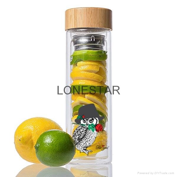 promotional gift 500ml high borosilicate glass water bottle with tea infuser 4