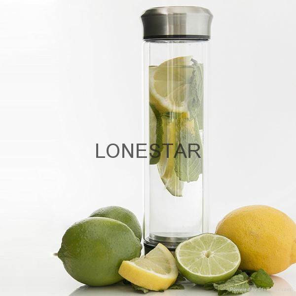 best selling products 0.5liter high borosilicate glass water bottle with infuser