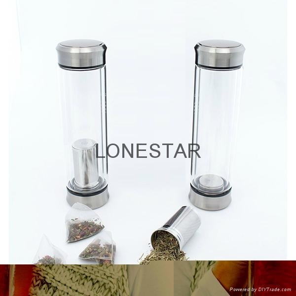 top selling products 0.5liter tea infuser double wall glass water bottle