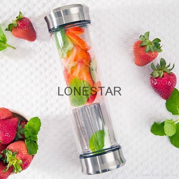 top selling products 0.5liter tea infuser double wall glass water bottle 2