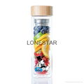 hot selling 500ml double wall glass bottle with 304 stainless steel infuser