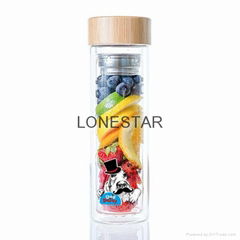 hot selling 500ml double wall glass bottle with 304 stainless steel infuser