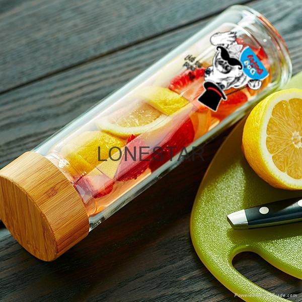 hot selling 500ml double wall glass bottle with 304 stainless steel infuser 5