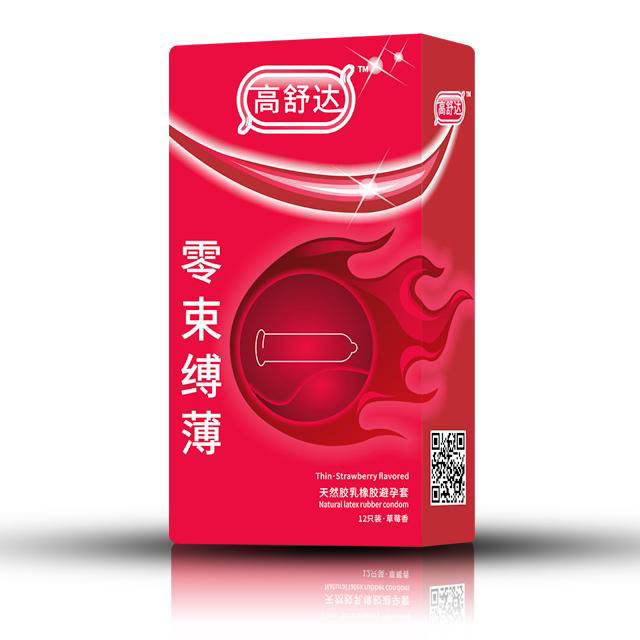 High quality strawberry favor natural latex ultra thin condom
