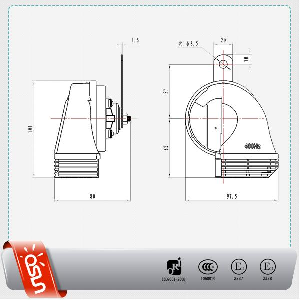 Dual Track Powerful Car Horn 12v Snail Horn Type R (ODL-168) 3