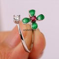 Enamel Rings for women inlaid eight stars and eight arrows zircon HANDMADE 4