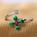 Enamel Rings for women inlaid eight stars and eight arrows zircon HANDMADE 1