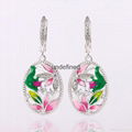 Enamel Earrings hollow lotus shape, 925 Sterling Silver Earrings, fashion jewel 3