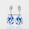 Jewelry OEM ODM Enamel Earrings Blue Gradient 925 Sterling Silver Jewelry